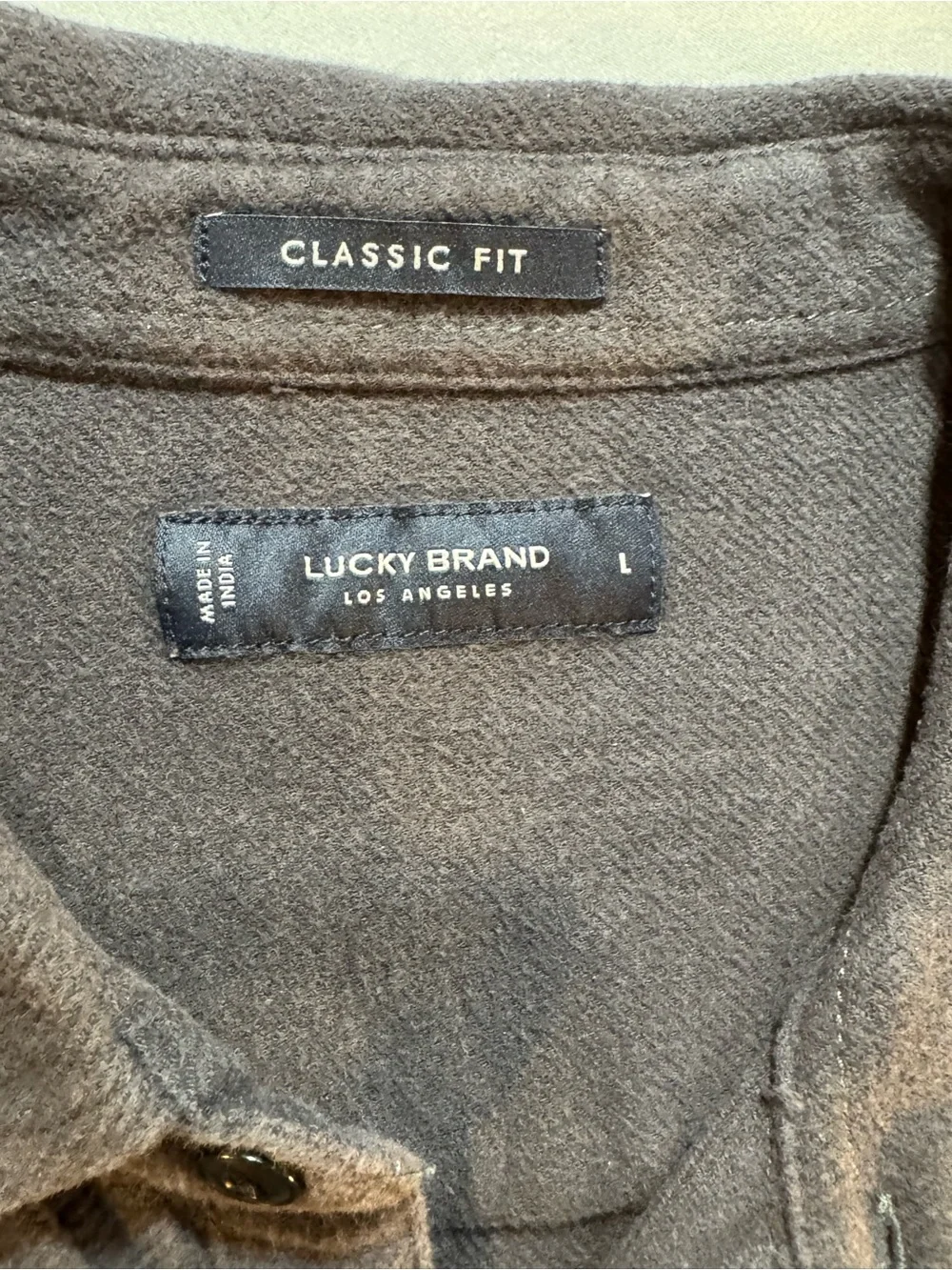 Men's Lucky Brand Cotton Long Sleeve Button-Up Shirt in Charcoal Gray